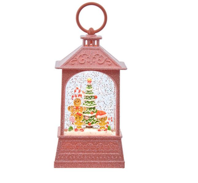 8.37“ Battery Operated USB LED Lighted Gingerbread &amp; Tree Scene Lantern