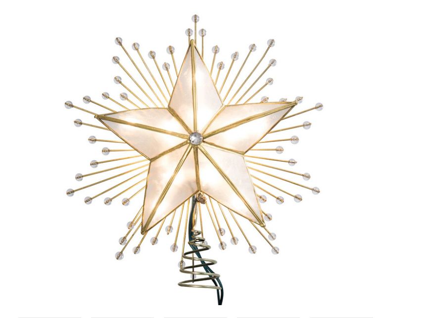 10" UL 10L Capiz Star With Rays and Beads Lighted Treetop