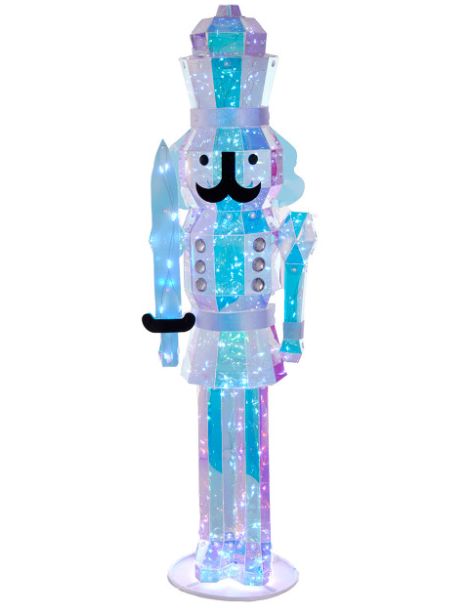 24" Clear Iridescent Cool White LED Lighted Nutcracker