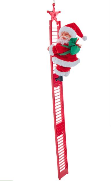 Battery Operated Santa Climbing Red Ladder