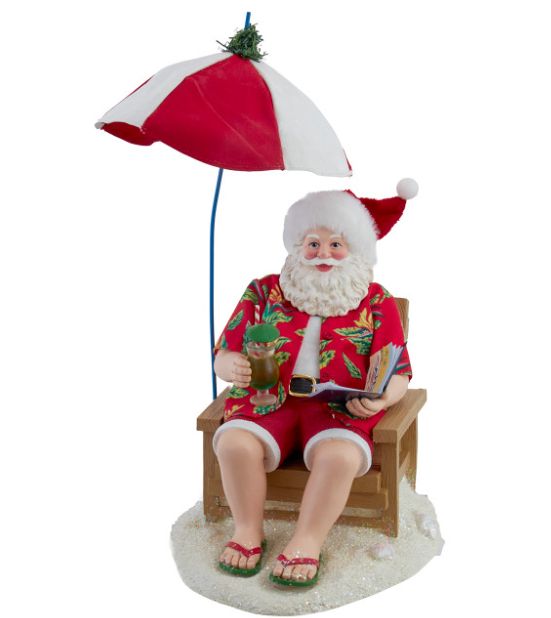 13.5" Fabriché™ Beach Santa With Umbrella