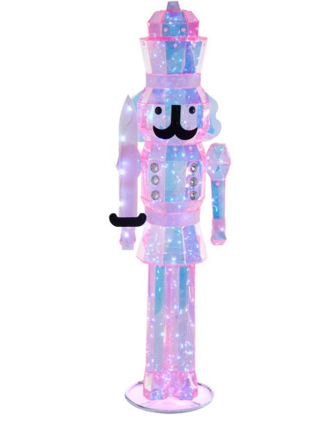 24" Pink Iridescent Cool White LED Lighted Nutcracker