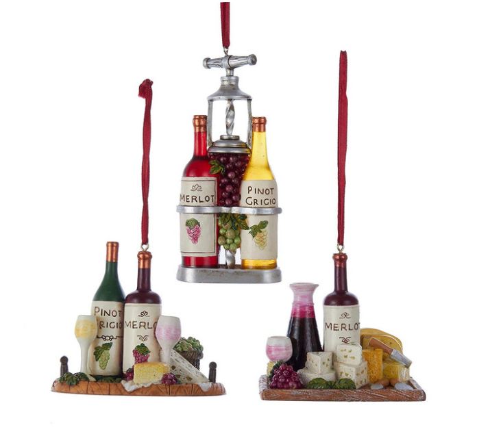 Wine and Cheese Tray Ornaments, EACH