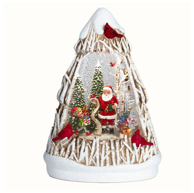 9.75" Battery Operated Birch Tree With Spinning Glitter Water Globe