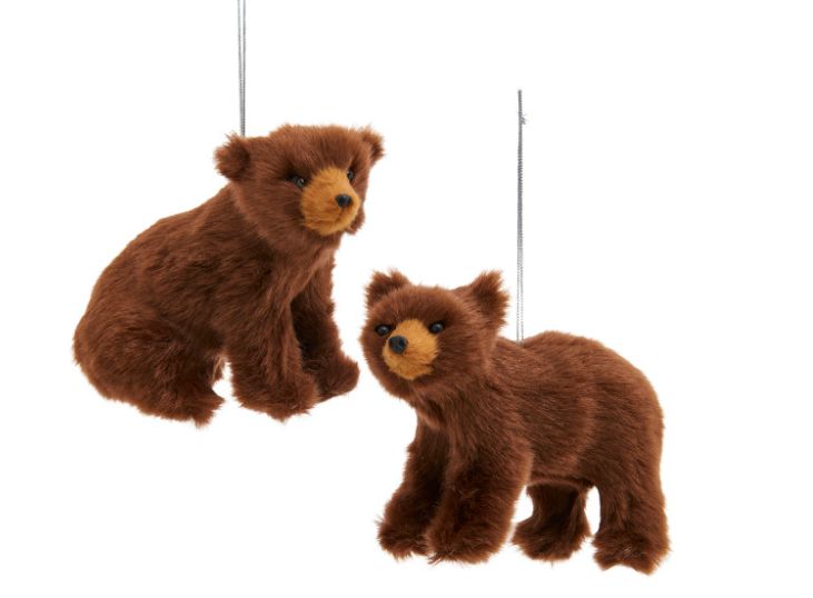 Furry Brown Bear Ornaments, EACH