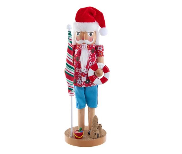 15" Beach Santa With Life Preserver Nutcracker