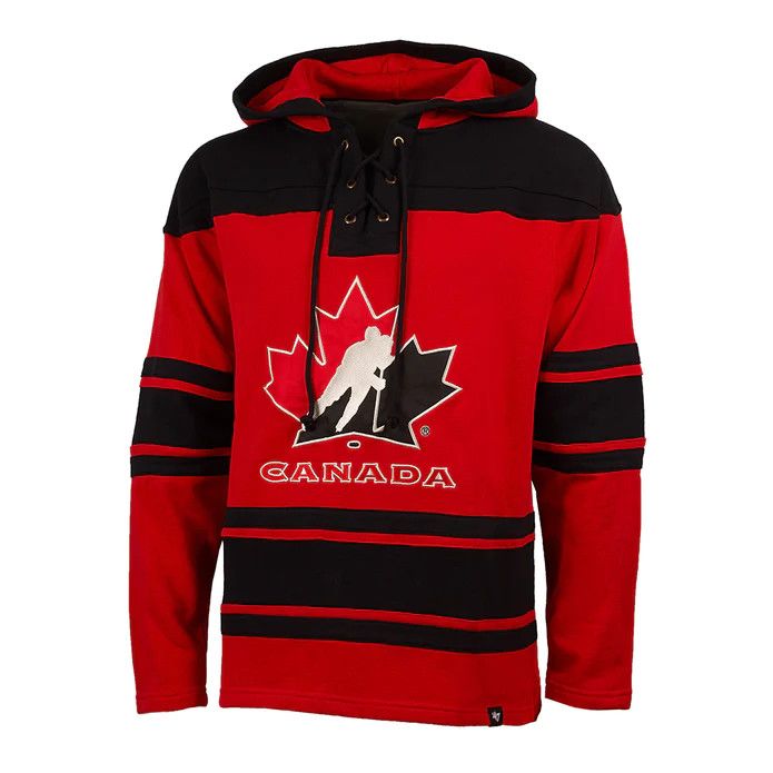 CANADA  HOODIE LACE-UP ROUGE/NOIR  LARGE