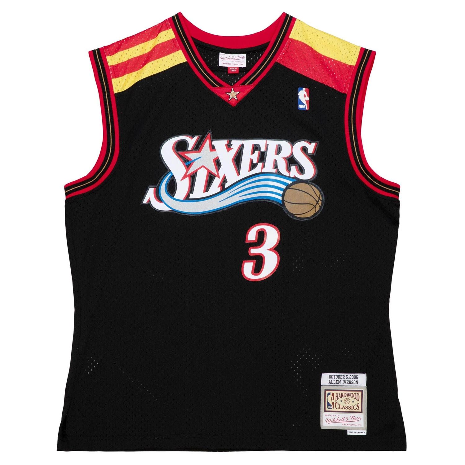 PHILADELPHIA 76ERS NBA JERSEY SWINGMAN ALLEN IVERSON #3 BLACK
