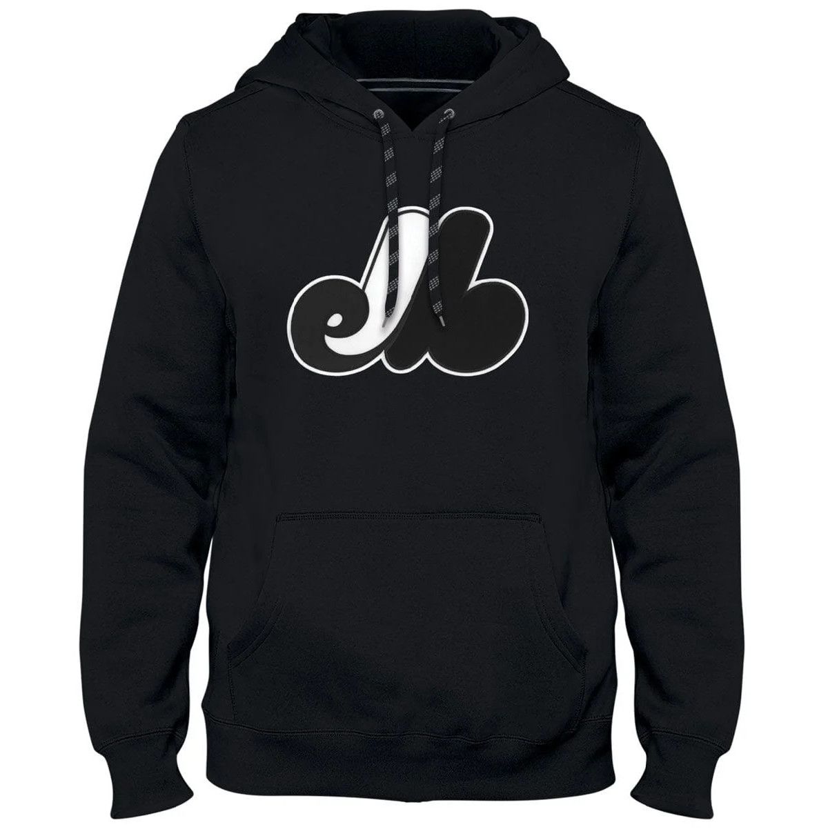 MONTREAL EXPOS MLB EXPRESS HOODIE BLACK LOGO B&amp;W, Size: S