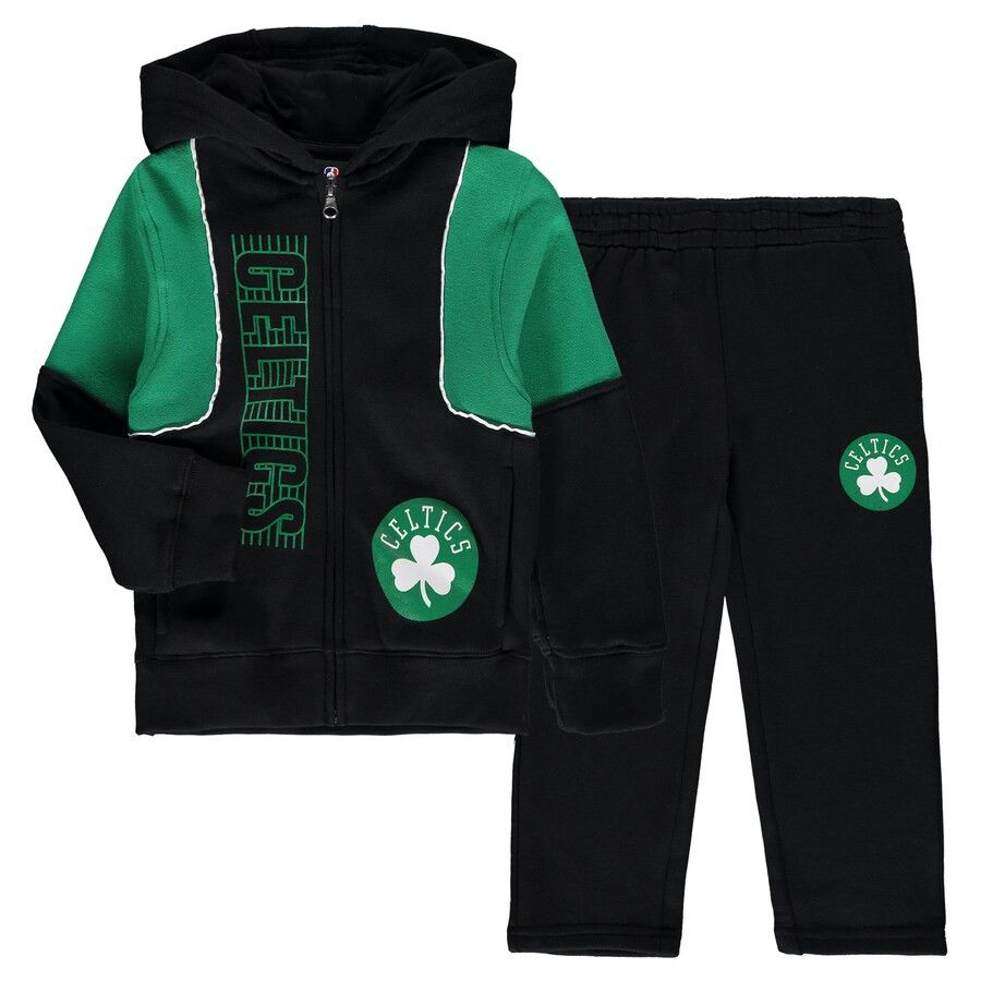 BOSTON CELTICS NBA PRESCHOOL FULLZIP TRACKSUIT SET BLACK