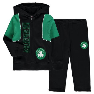 BOSTON CELTICS NBA PRESCHOOL FULLZIP TRACKSUIT SET BLACK