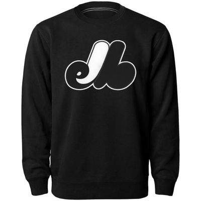 MONTREAL EXPOS MLB BULLETIN BLACK TWILL LOGO SHADOW EXPRESS CREW SWEATER