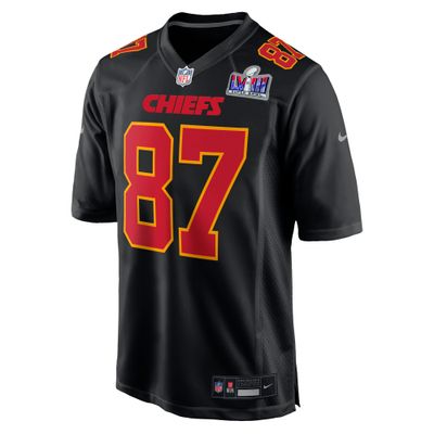 KANSAS CITY CHIEFS NFL JERSEY TRAVIS KELCE #87 BLACK SUPER BOWL LVIII PATCH