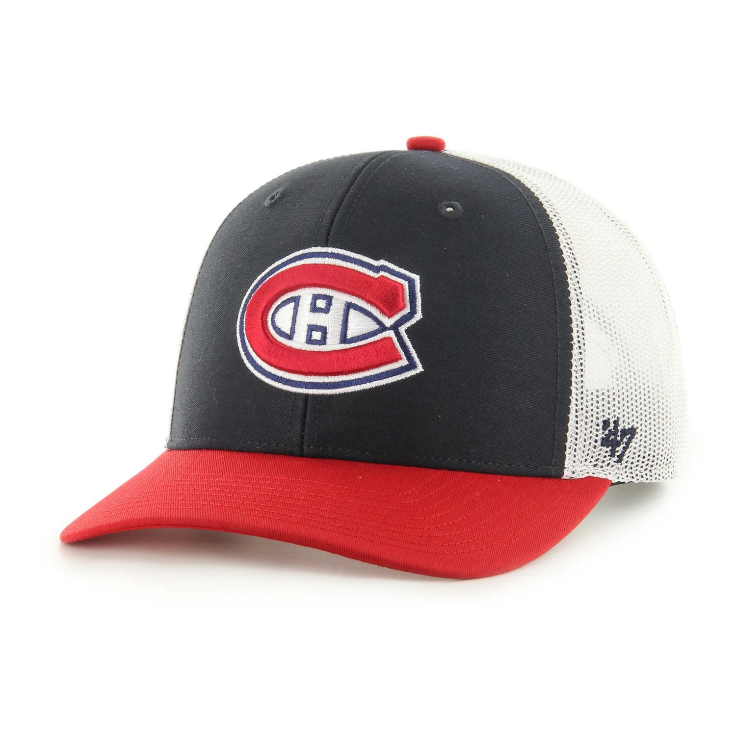 MONTREAL CANADIENS NHL CAP 47 TRUCKER SIDE NOTE  RED-WHITE-NAVY BLUE-