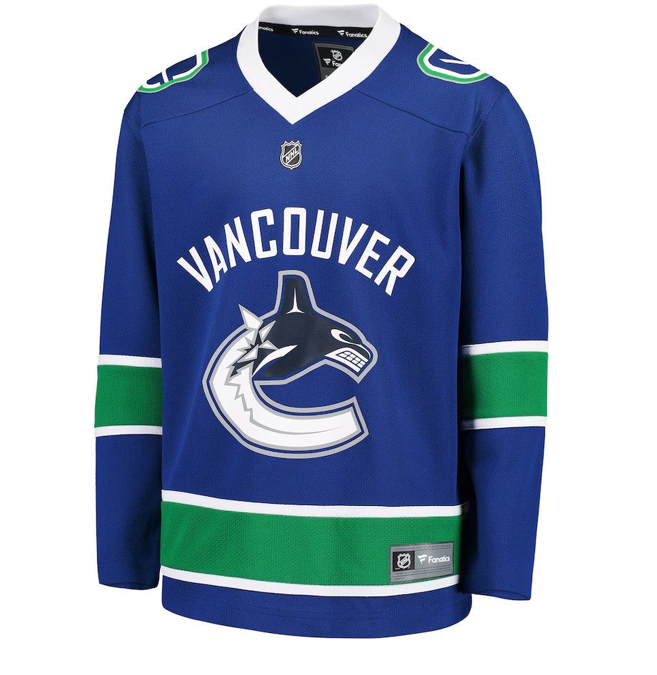 VANCOUVER CANUCKS NHL JERSEY HOME REPLICA ROYAL BLUE-GREEN YOUTH, Size: S/M
