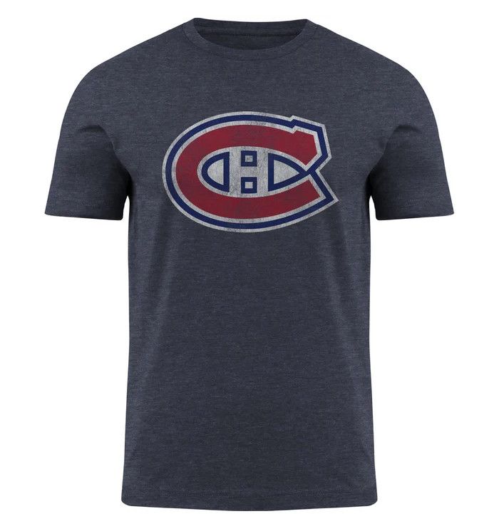 MONTREAL CANADIENS NHL TSHIRT DISTRESSED LOGO NAVY BLUE