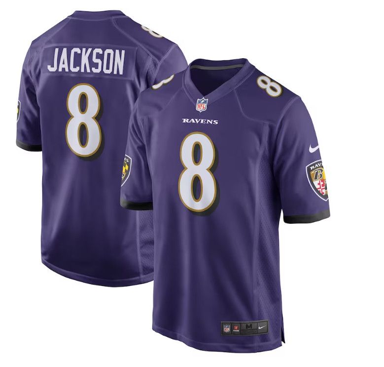 BALTIMORE RAVENS NFL JERSEY GAME JACKSON #8 PURPLE, Size: S