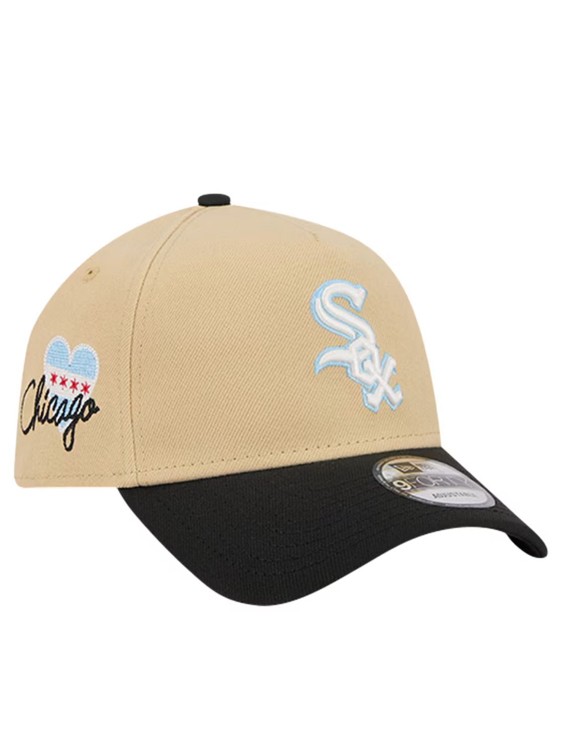 CHICAGO WHITE SOX MLB CAP 9FORTY BEIGE-BLACK A-FRAME SIDE PATCH