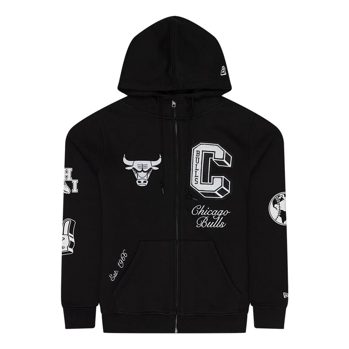 CHICAGO BULLS NBA HOODIE FULL ZIP BLACK
