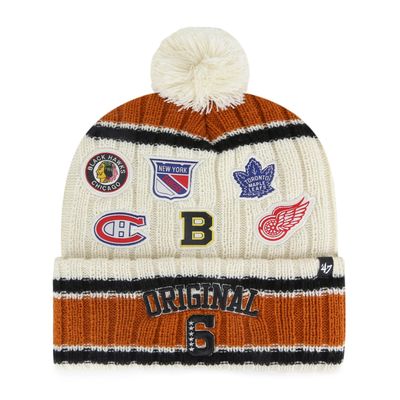 ORIGINAL SIX NHL 47&#39; CUFF KNIT HAT WITH POM CLUSTER CREAM