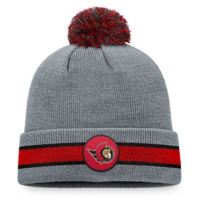OTTAWA SENATORS NHL CUFF KNIT HAT WITH POM HEATHERED GREY