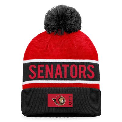 OTTAWA SENATORS NHL CUFF KNIT WITH POM AUTHENTIC PRO BLACK-RED