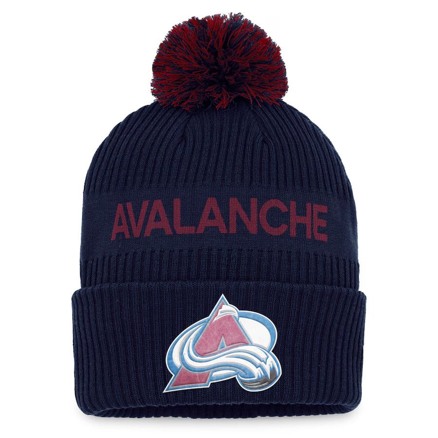 COLORADO AVALANCHE NHL CUFF KNIT WITH POM DRAFT 2022 MAROON/NAVY BLUE 