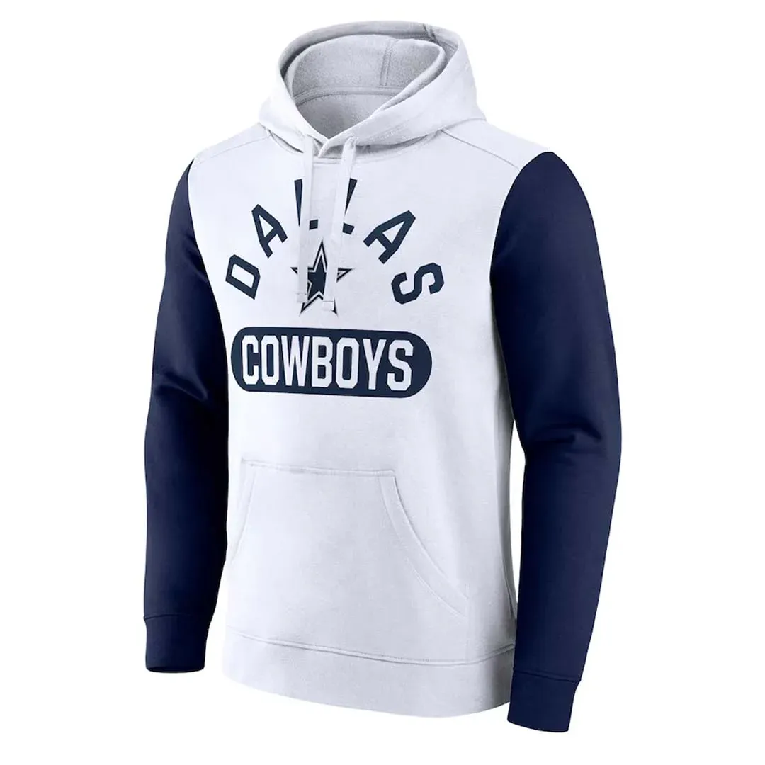 DALLAS COWBOYS NFL POINT PULLOVER HOODIE WHITE-NAVY FANATICS