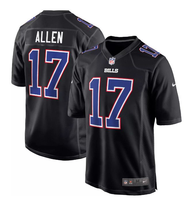 BUFFALO BILLS NFL JERSEY JOSH ALLEN #17 BLACK NIKE, Size: S