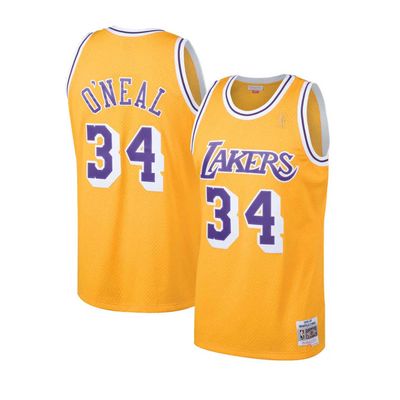 LOS ANGELES LAKERS NBA JERSEY SWINGMAN O&#39;NEAL #34  YELLOW- PURPLE