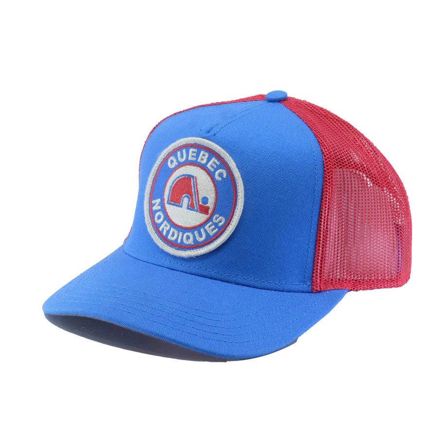 QUEBEC NORDIQUES NHL CAP RED - BLUE  AMERICAN NEEDLE