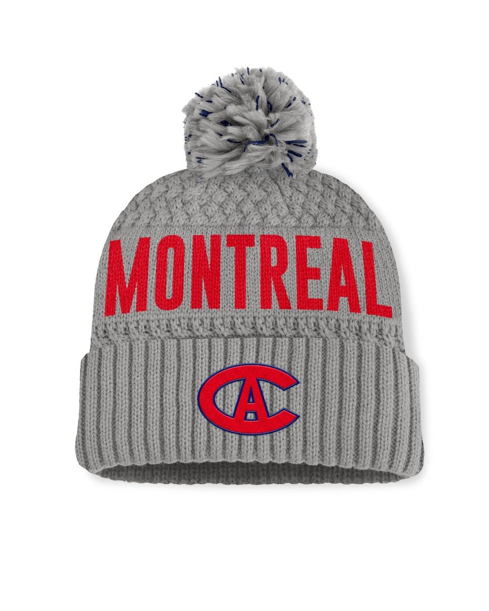 MONTREAL CANADIENS NHL CUFF KNIT HAT WITH POM HERITAGE TILLY GREY