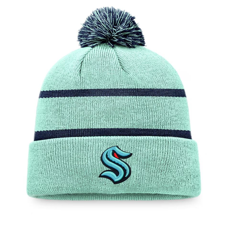 SEATTLE KRAKEN NHL CUFF KNIT HAT WITH POM SPECIAL EDITION 2.0 BLUE
