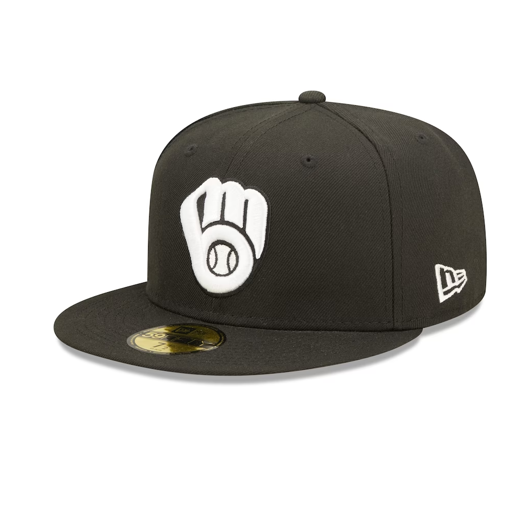 MILWAUKEE BREWERS MLB NEWERA BLACK 59FIFTY FITTED HAT