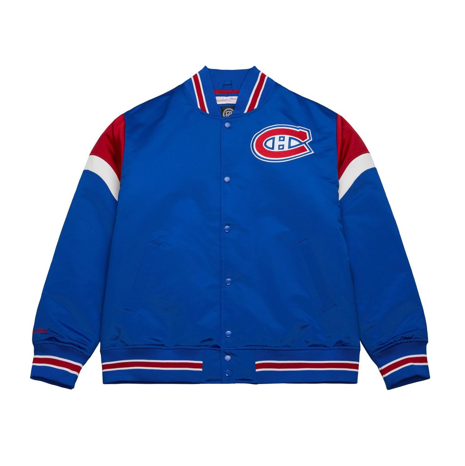 MONTREAL CANADIENS NHL FULL SNAP JACKET HEAVYWEIGHT SATIN BLUE