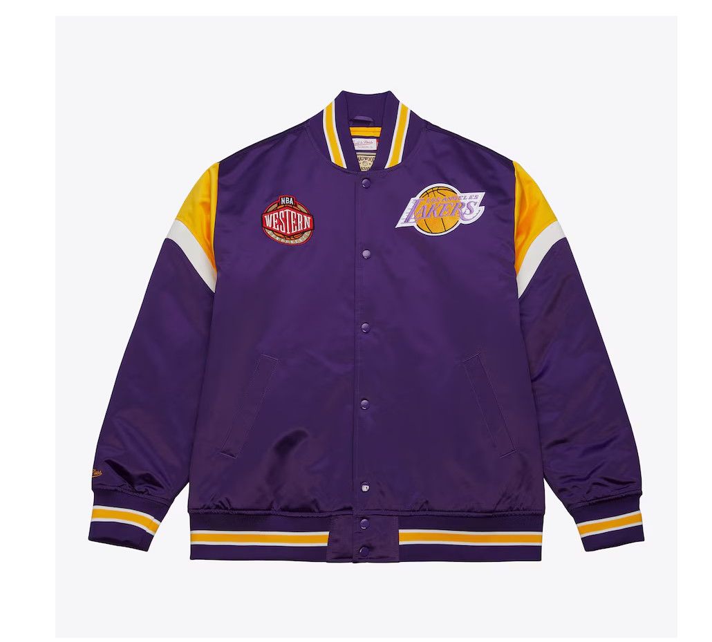 LOS ANGELES LAKERS NBA JACKET MAUVE MICHELL &amp; NESS LOGO WESTERN CONF