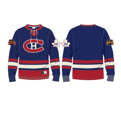 MONTREAL CANADIENS NHL HERITAGE LACE UP CREW VINTAGE LOGO ROYAL BLUE