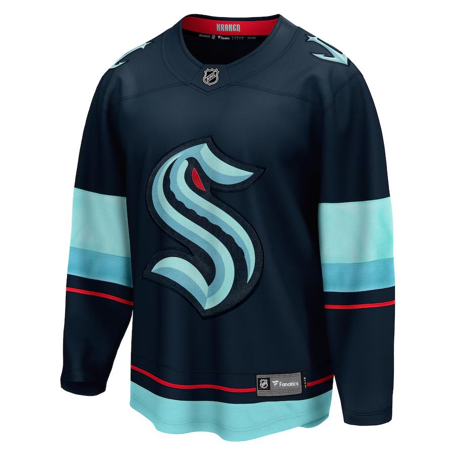 SEATTLE KRAKEN NHL JERSEY HOME PREMIER NAVY BLUE YOUTH, Size: S/M