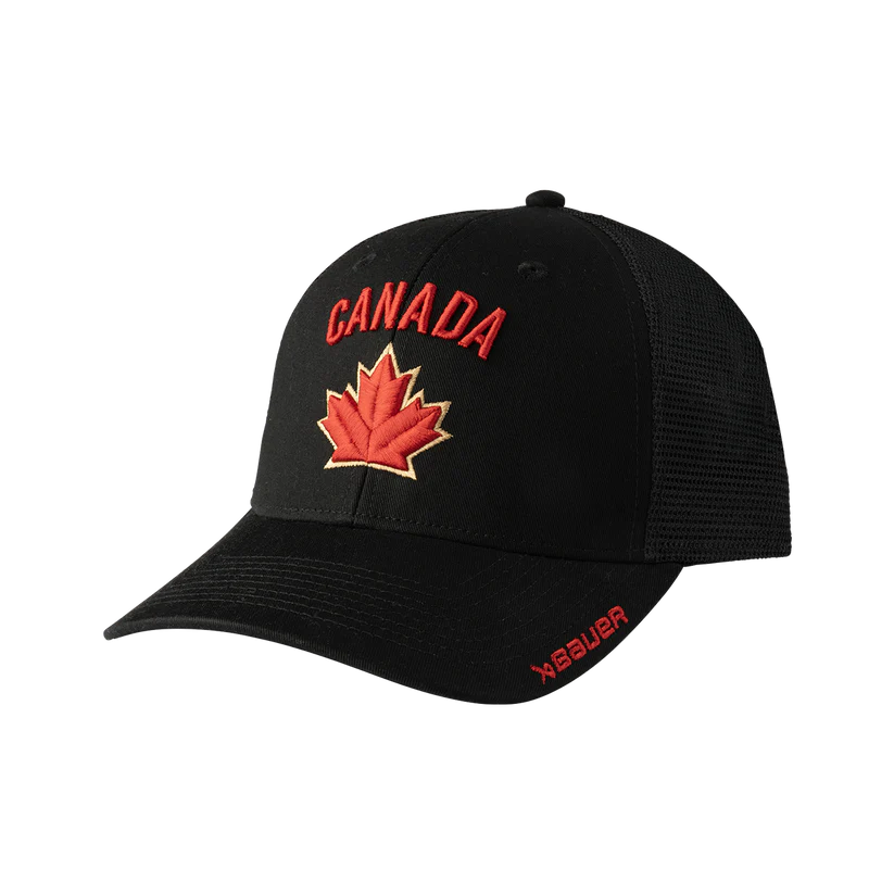 TEAM CANADA HOCKEY CAP BAUER TRUCKER ADJUSTABLE BLACK