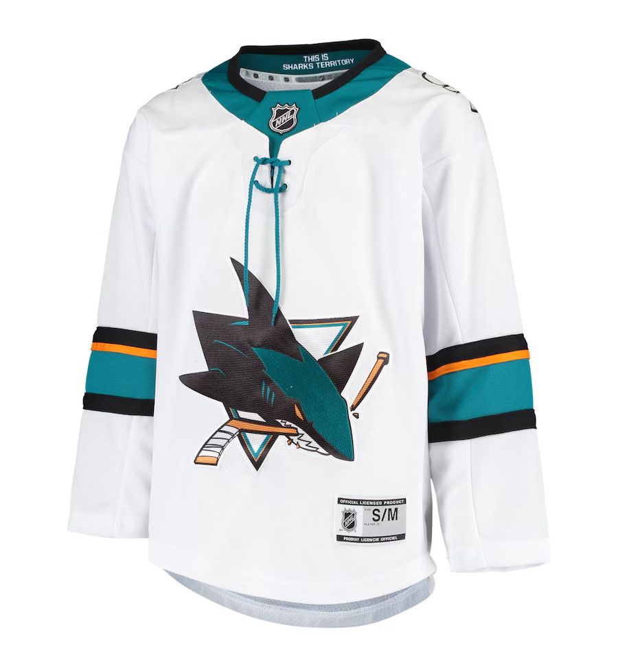 SAN JOSE SHARKS NHL JERSEY AWAY PREMIER WHITE YOUTH