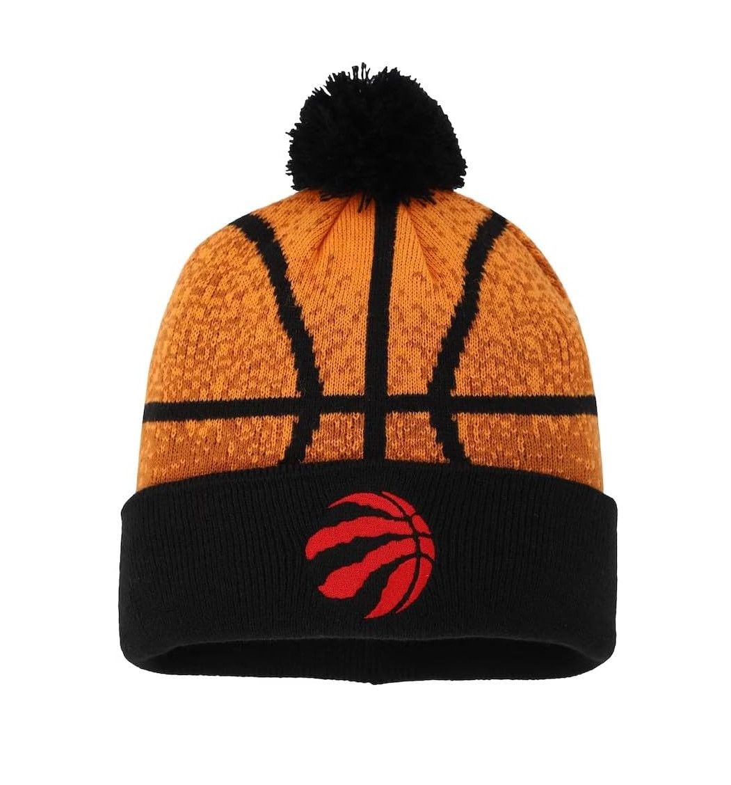 TORONTO RAPTORS NBA CUFF KNIT HAT WITH POM BASKETBALL HEAD  ORANGE YOUTH