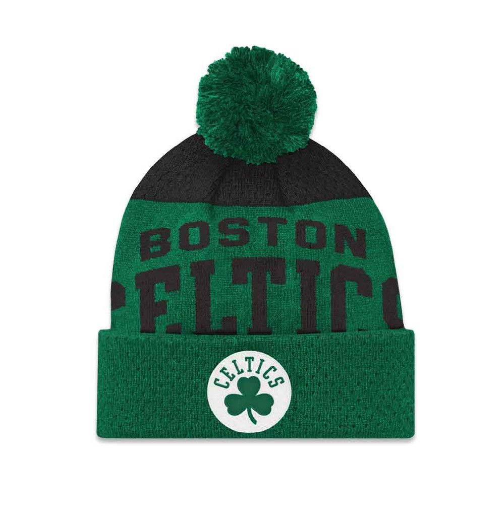 BOSTON CELTICS NBA CUFF KNIT HAT WITH POM  COLLEGIATE ARCH GREEN YOUTH