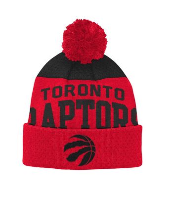 Toronto Raptors NBA Youth Red Cuffed Knit Hat with Pom - Collegiate Arch
