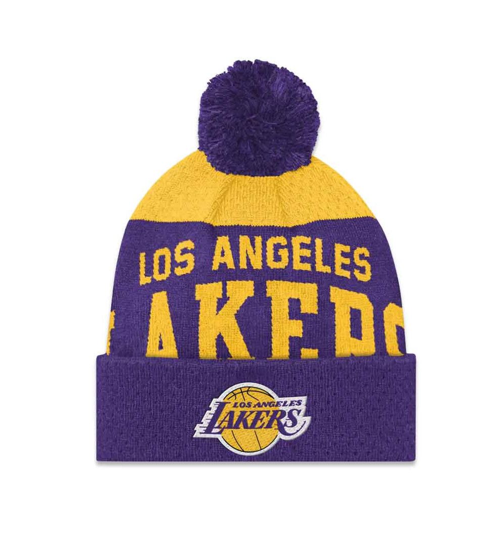 LOS ANGELES LAKERS NBA CUFF KNIT HAT WITH POM COLLEGIATE ARCH PURPLE YOUTH