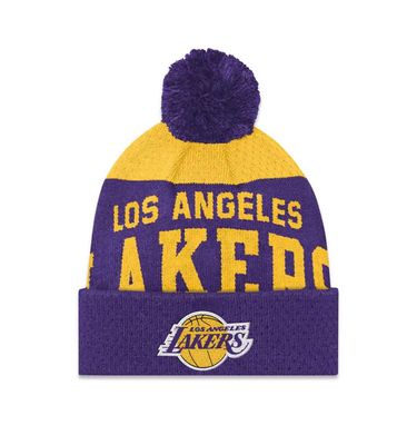 LOS ANGELES LAKERS NBA CUFF KNIT HAT WITH POM COLLEGIATE ARCH PURPLE YOUTH