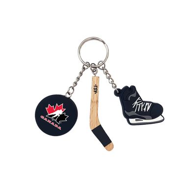 TEAM CANADA HOCKEY STICK, PUCK, SKATE KEYCHAIN