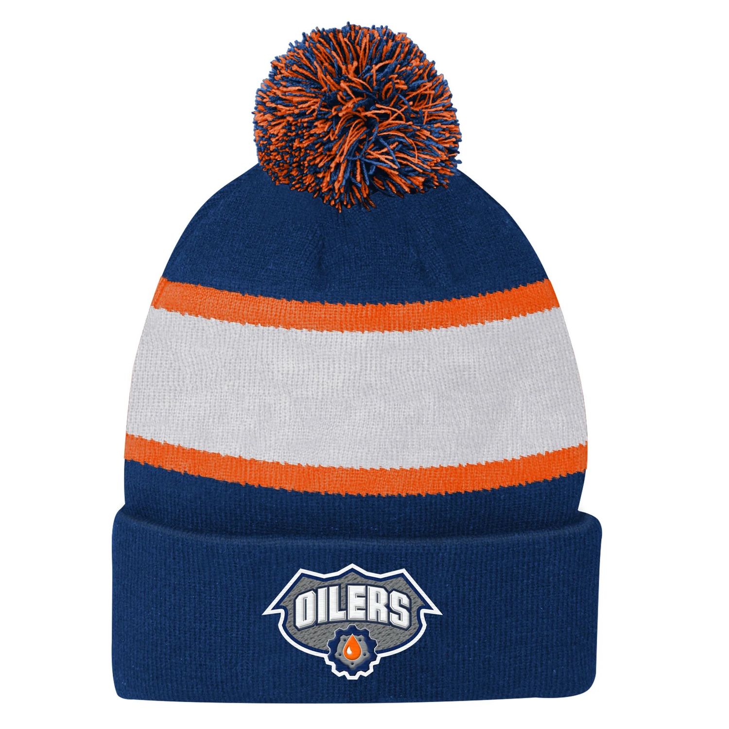 EDMONTON OILERS NHL CUFF KNIT HAT WITH POM REVERSE RETRO