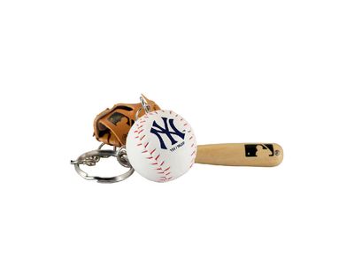 NEW YORK YANKEES MLB BAT, BALL, GLOVE KEYCHAIN
