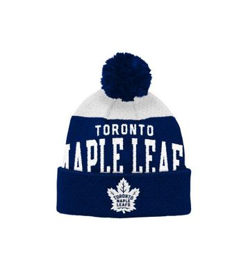 TORONTO MAPLE LEAFS NHL CUFF KNIT HAT WITH POM STRETCHARK NAVY BLUE YOUTH 
