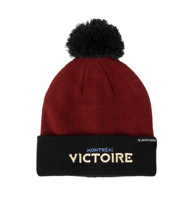 MONTREAL VICTOIRE PWHL CUFF KNIT HAT WITH POM BURGUNDY -BLACK